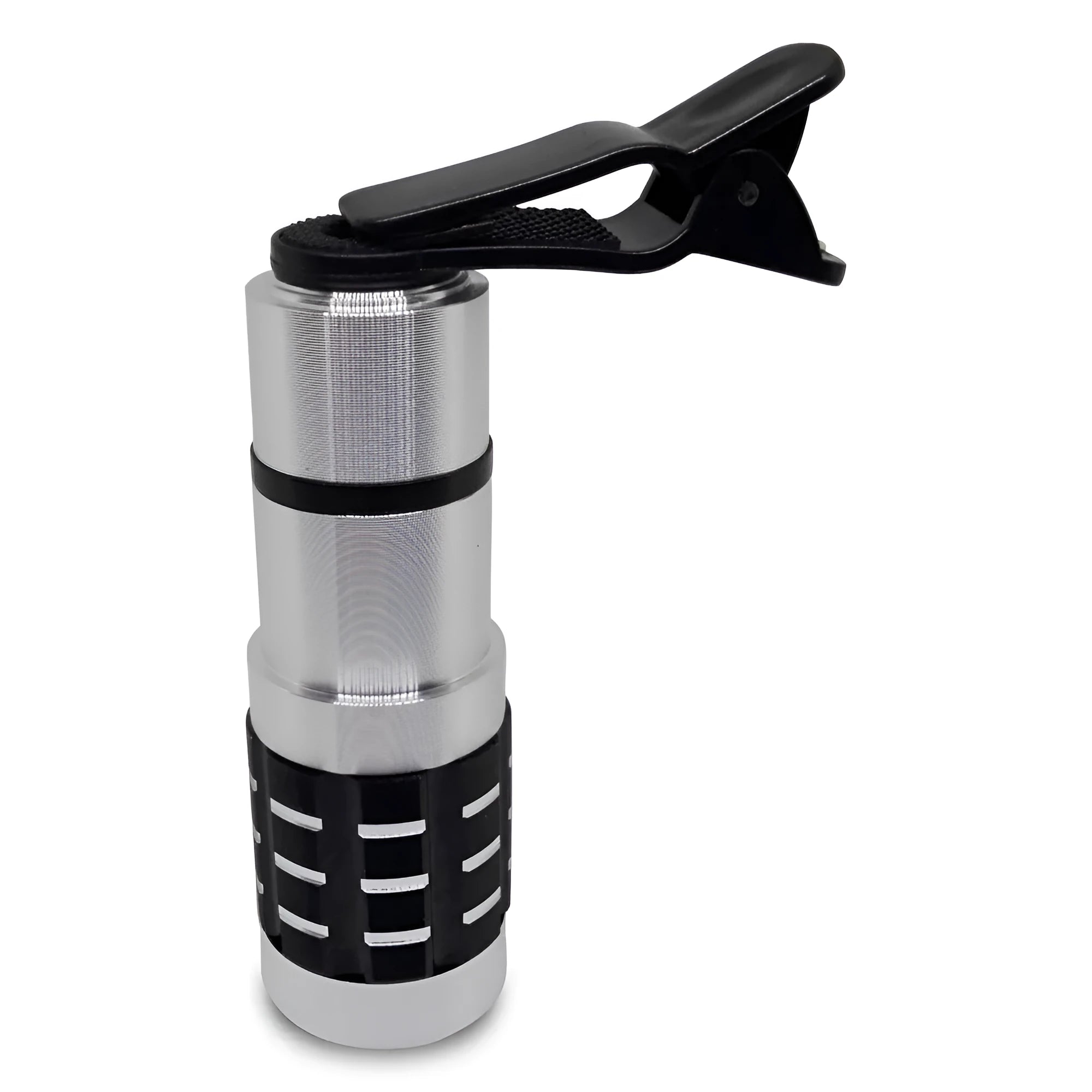 12x telescopic telephoto lens with universal clip mount for mobile phones.