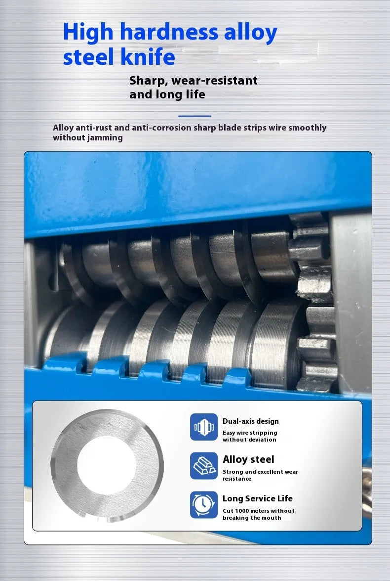 SD-017 manual wire stripping machine with adjustable diameter range on a workbench.