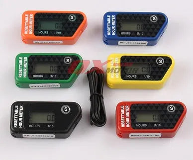 Black waterproof digital LCD maintenance timer for vehicles and equipment