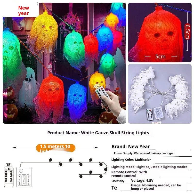 Halloween battery-powered LED coloured lights for indoor wall decoration in plastic shell