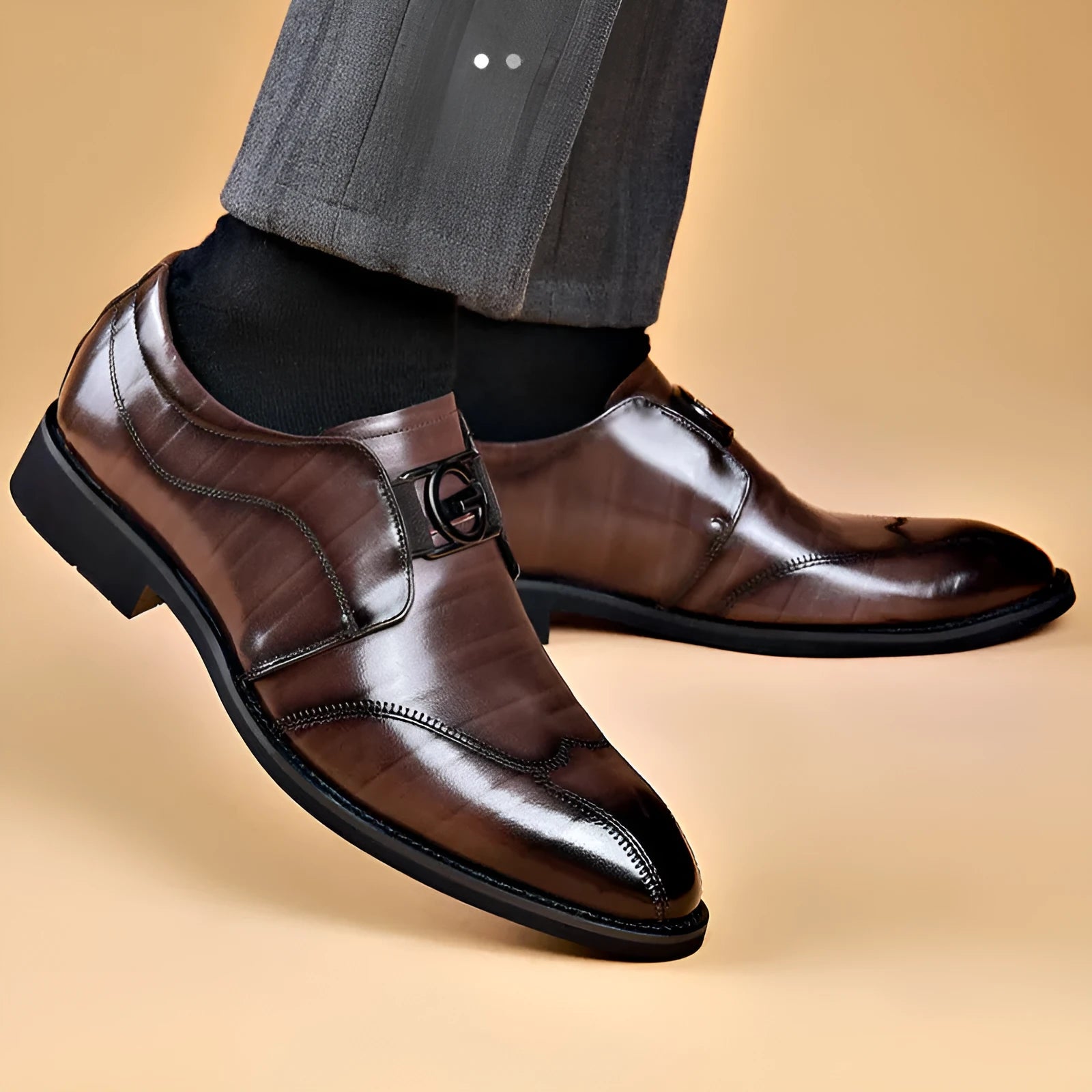Men's casual lace-up shoes in black and brown, sizes 38-48, side view