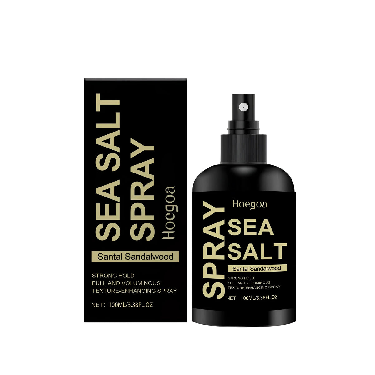 100ml bottle of sea salt hair styling spray with spray nozzle for textured waves and volume