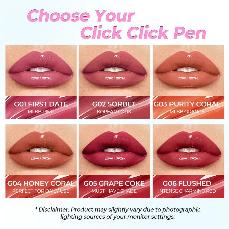 Waterproof moisturising lipstick in a choice of six colours, showing 1.8g net content.