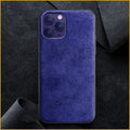 Suede iPhone case in dark blue colour showing back cover style for iPhone 13 Pro Max