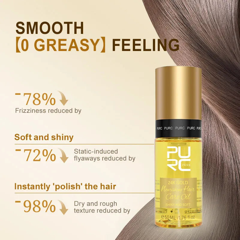 Yellow 50ml hair essential oil bottle for repairing split ends and frizz after dye or perm.