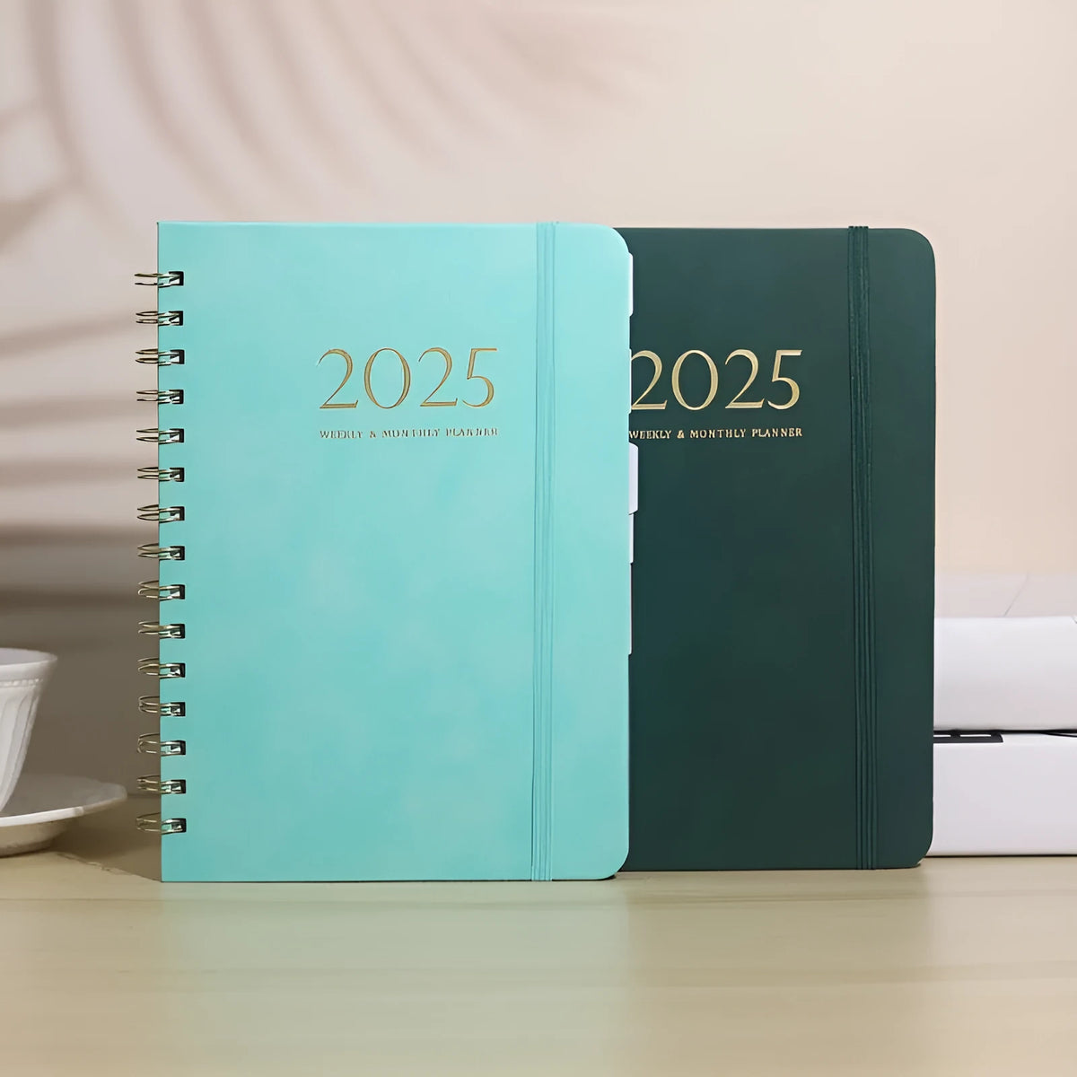 Leather portable metal coil notebook A5 with PU leather cover in multiple colour options