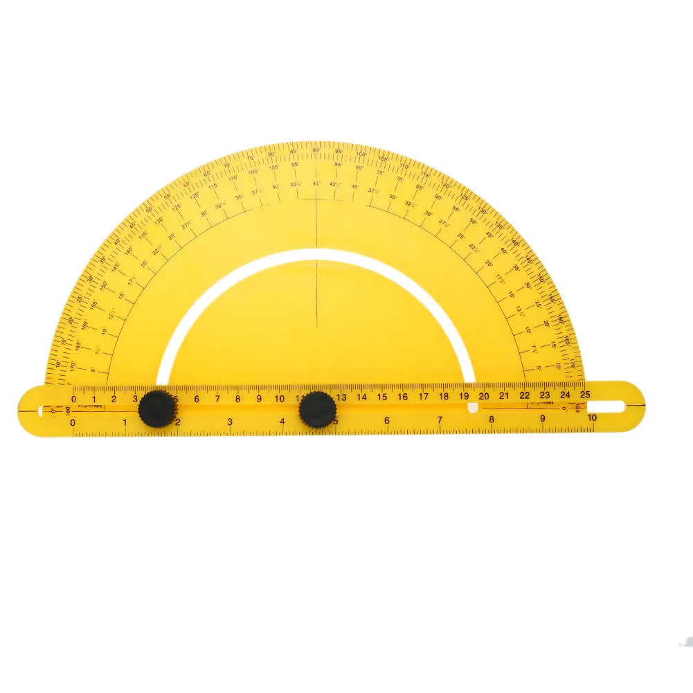White plastic carpentry angle ruler with 30cm scale arm for measuring angles on wood and tiles