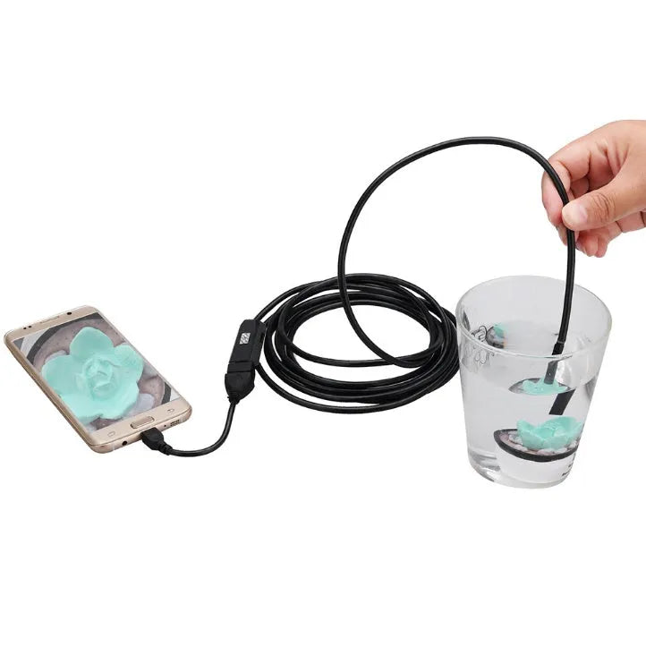 OWSOO USB endoscope with 5m cable, 7mm camera, magnet, hook, and side mirror tools