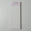 Vertical half-B5 notepad with double-sided printing in pink, purple, or blue cover colours
