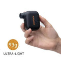 Black plastic USB-rechargeable electric bicycle tyre inflator pump with charging cable and waterproof bag