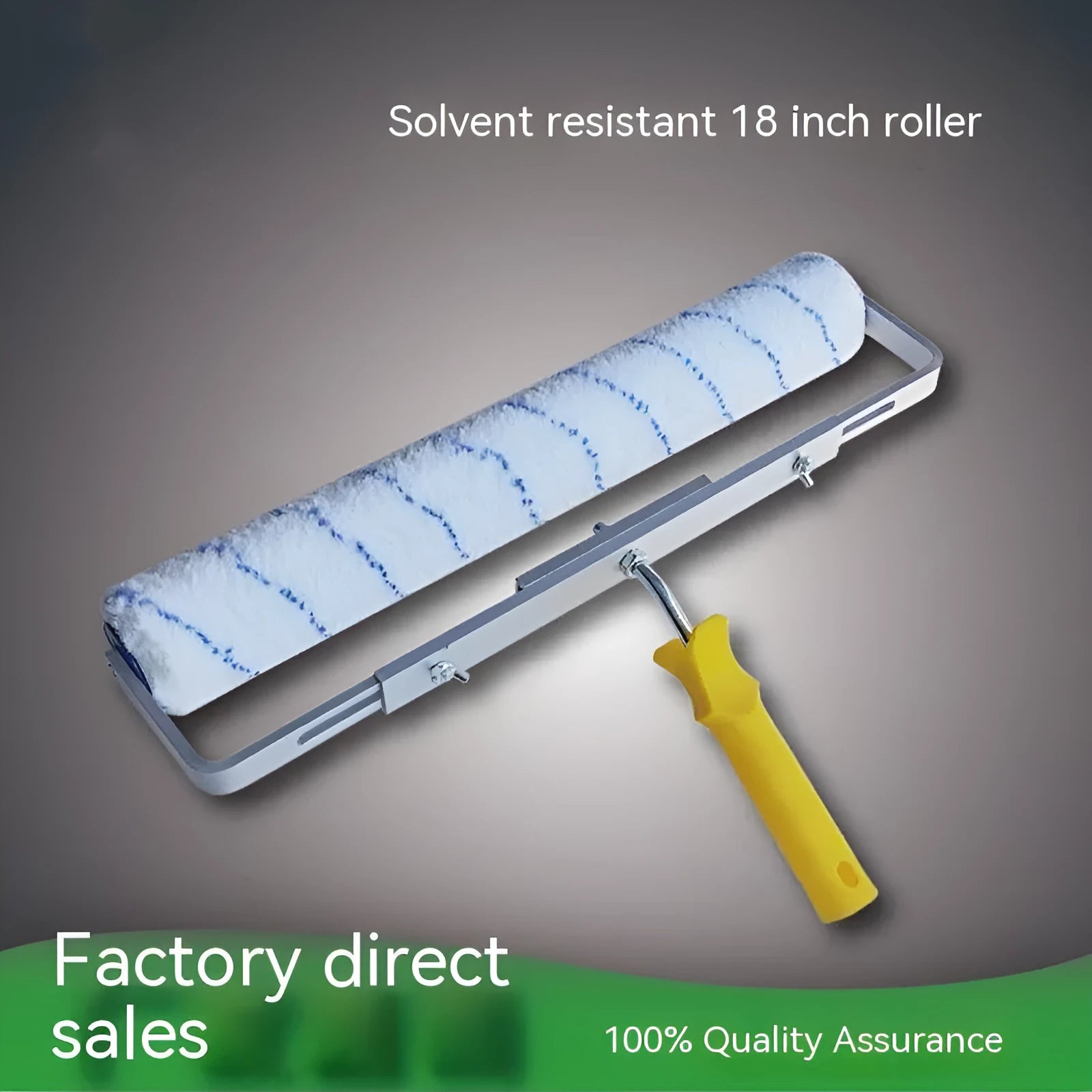 18-inch paint roller kit with short, medium, and long hair brush heads on an engineering plastics handle