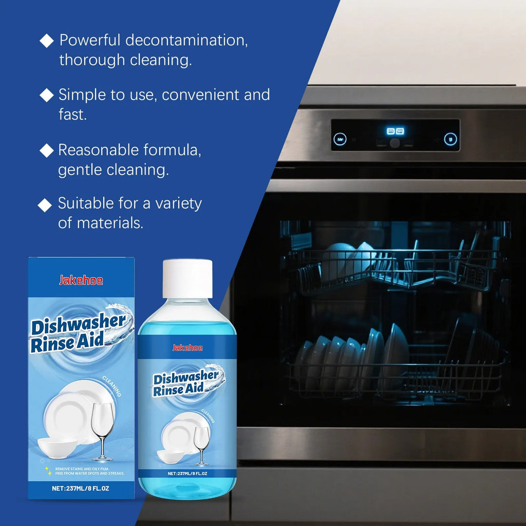 237mL bottle of dishwasher detergent aid liquid for cleaning oily plates and kitchenware.