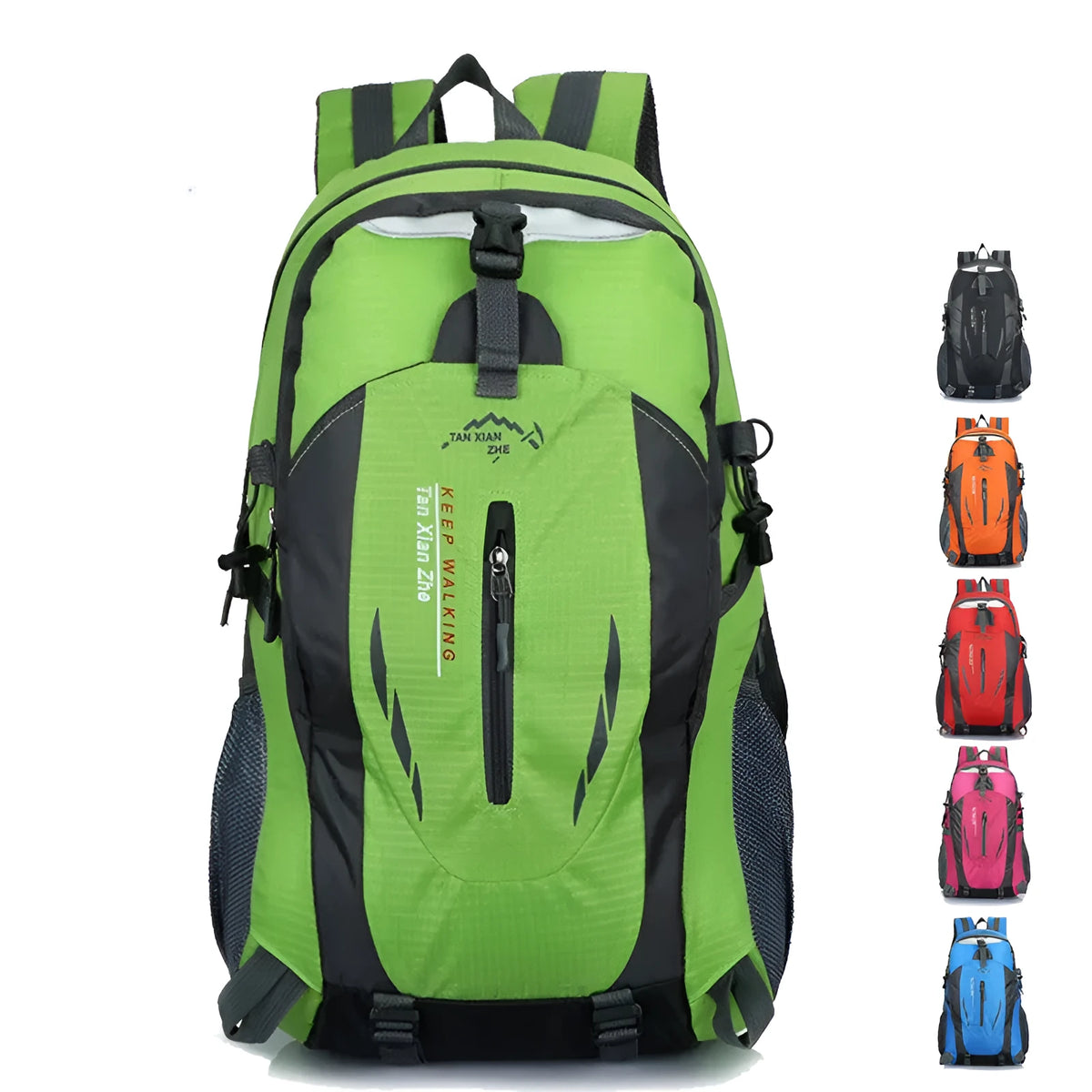 Large capacity Oxford cloth travel backpack with computer pocket available in multiple colours like black, blue, and red