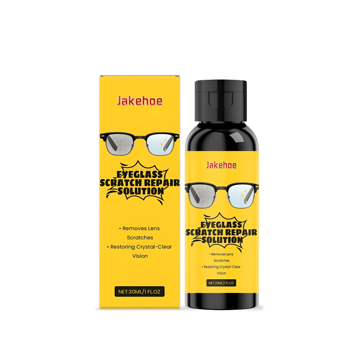 30ml bottle of eyeglass scratch remover liquid for plastic, polycarbonate and CR-39 lenses
