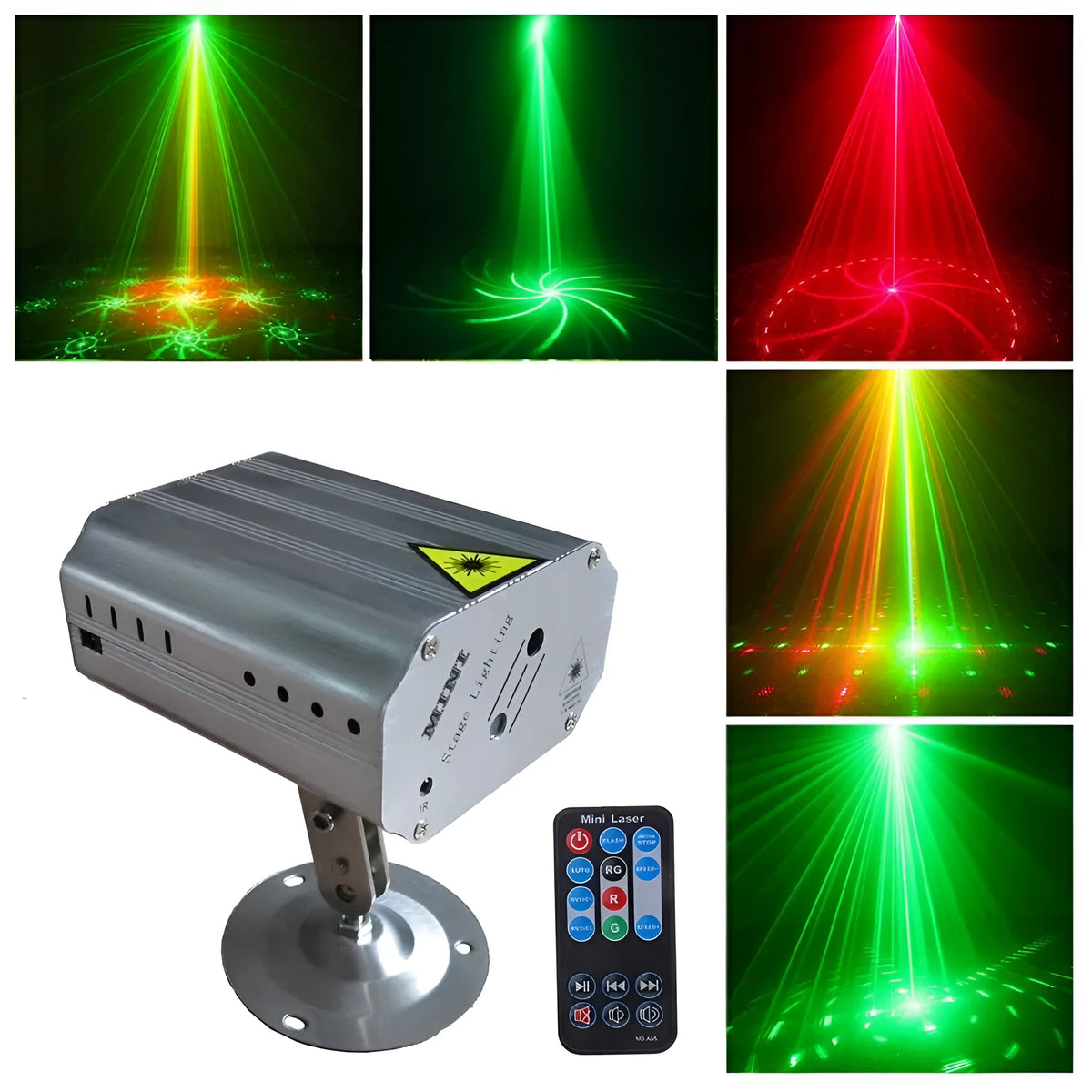Indoor red and green laser light, JC-24 in-one, 30W, 105x90x52mm, with remote control and power supply