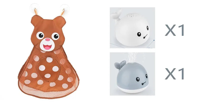 Automatic spray whale bath toy with LED lights floating in water