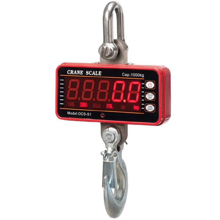 Orange electronic crane scale with digital display for 500 kg capacity logistics weighing
