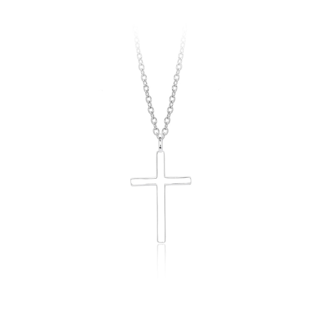 S925 sterling silver necklace with simple cross pendant on O-shaped chain in gold plating