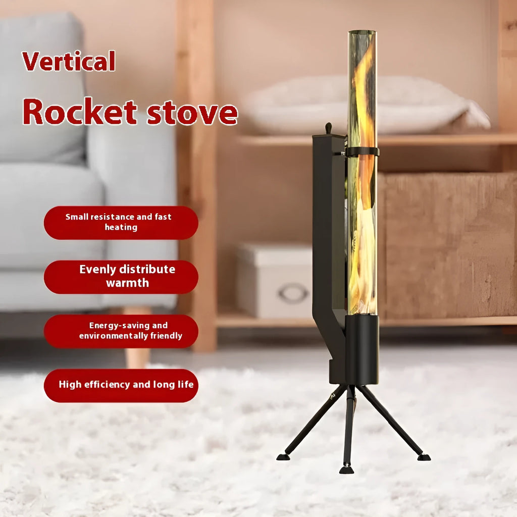 Vertical iron wood burning rocket furnace courtyard heating stove