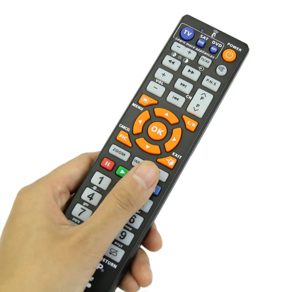Black L336 universal learning remote control with full key buttons and infrared transmitter