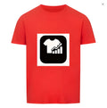 Red striped linen and silk blend t-shirt with Japanese retro styling and short sleeves