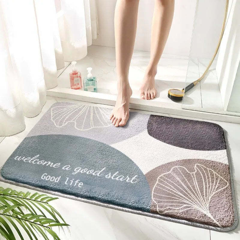 Cartoon non-slip bathroom mat with fountain whale pattern in polyester fibre