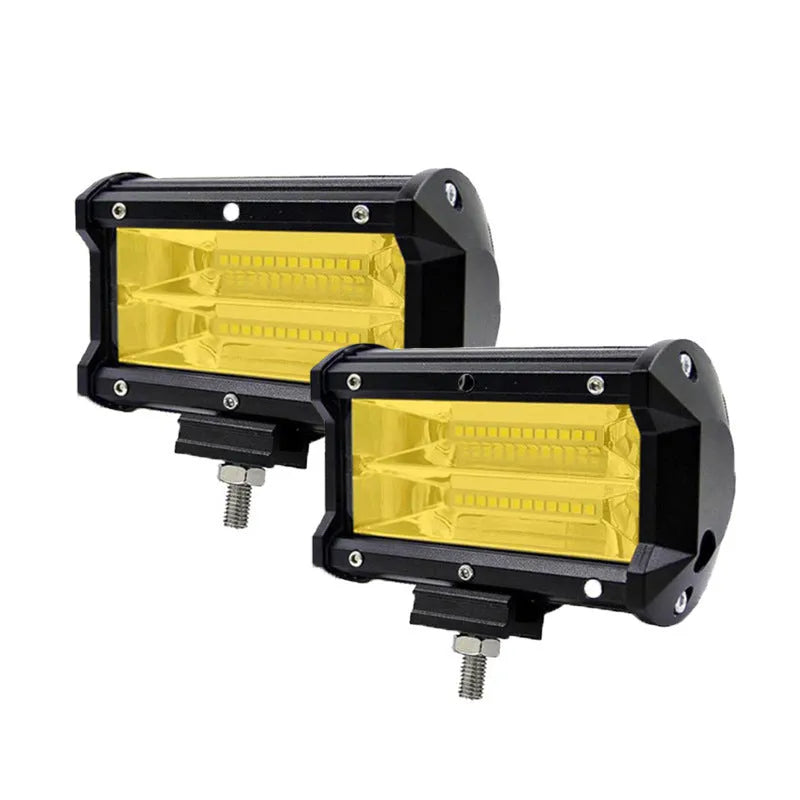 Black 5-inch LED off-road work light with die-cast aluminium housing and bracket mount.