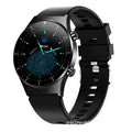 Black TPU smart watch with 1.28 inch glass touchscreen showing heart rate display