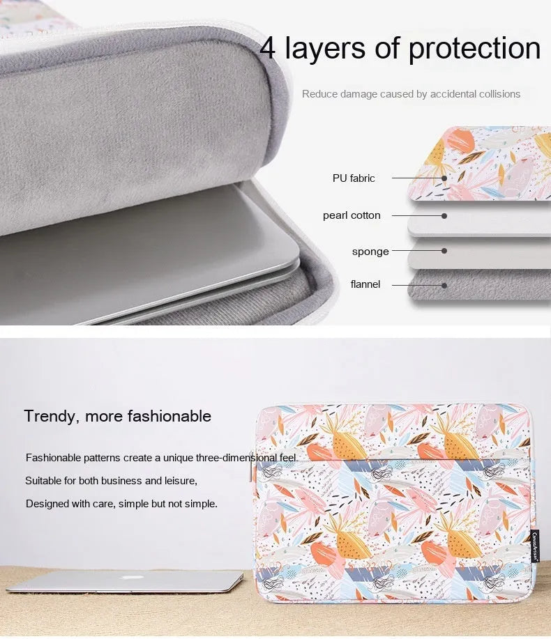 White waterproof PU leather laptop inner bag for 14 inch computers with anti-seismic protection