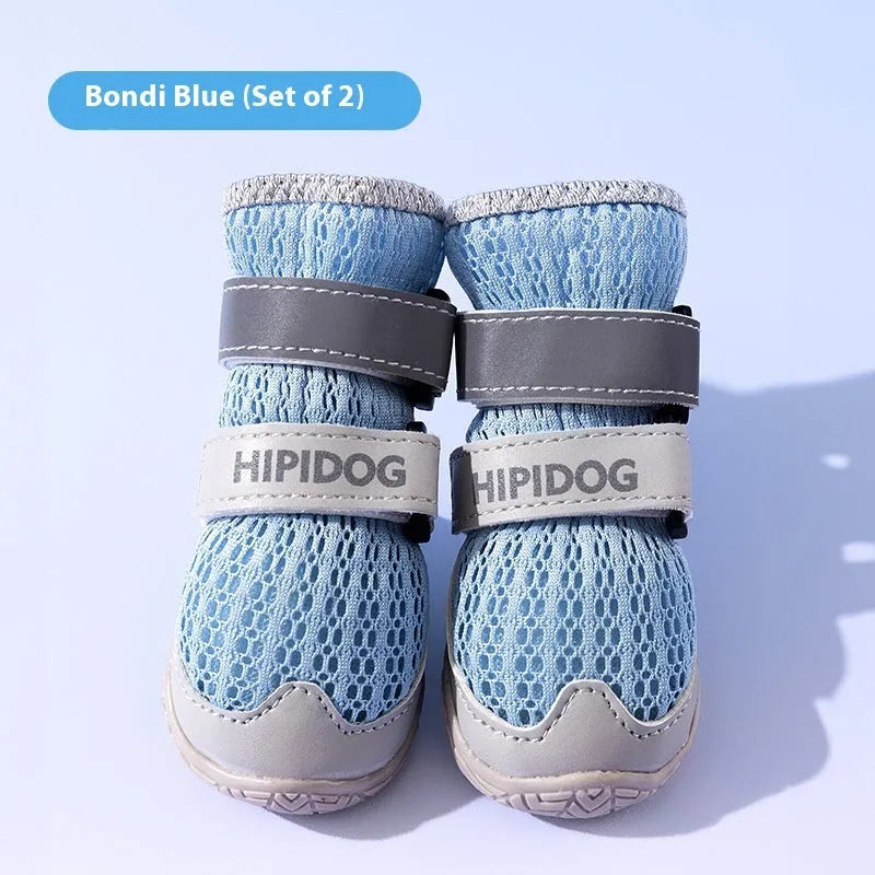 Cartoon style summer dog shoes in Bondi Blue colour made from wear-resistant PU material for anti-scald paw protection