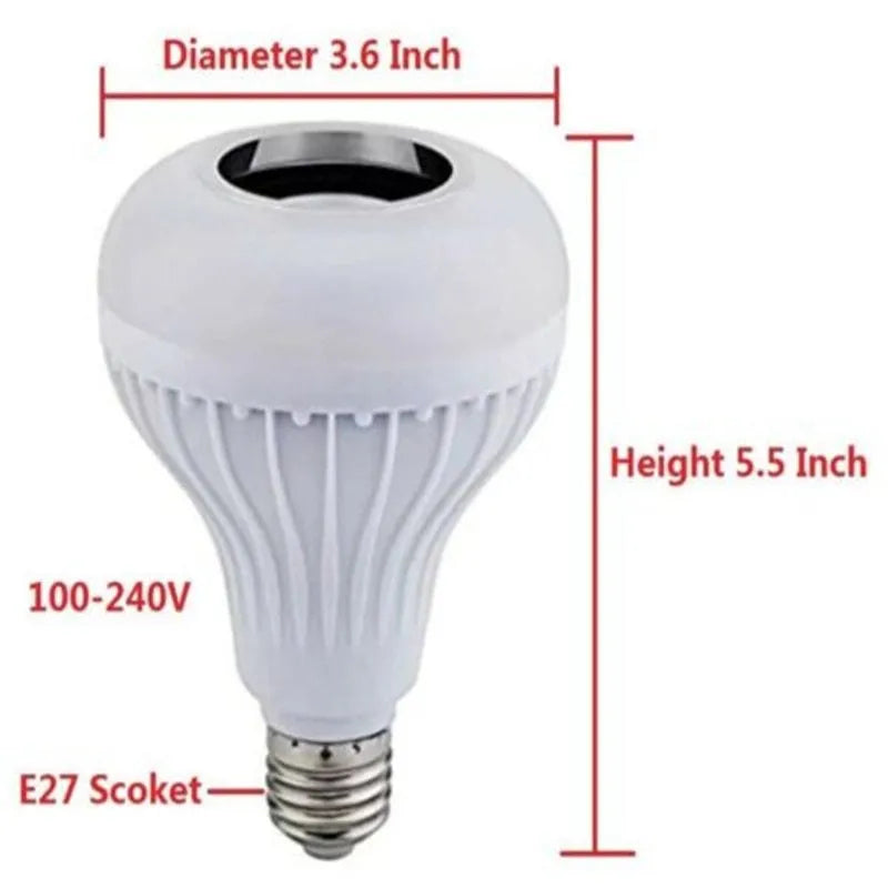 White Bluetooth LED bubble lamp bulb with E27 base and remote control