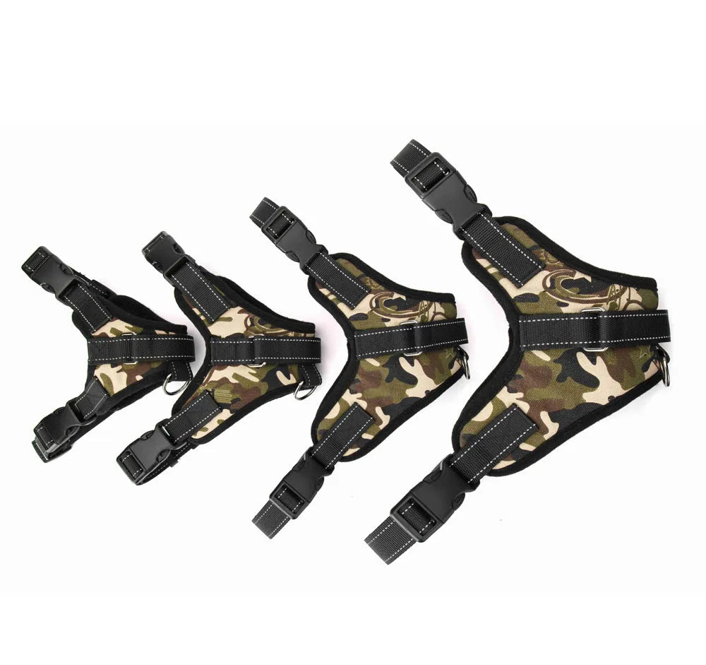 Nylon dog collar and lead set in black, red and camouflage for medium and large dogs, sizes S to XL