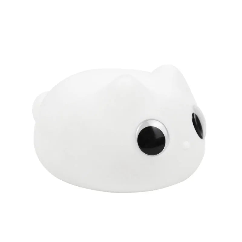 Cat silicone night light, small tangerine or white, with USB charging cable and 20-minute timer
