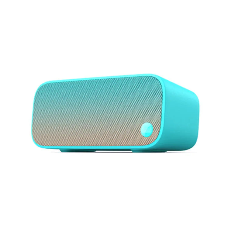 Elf Sugar Cube Artificial Intelligence Speaker in blue, green, red, or white colours showing compact plastic housing