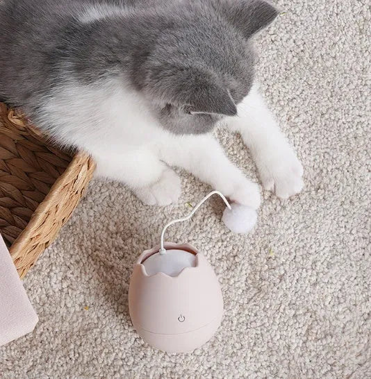 Interactive cat knot toy made from ABS and cotton ball, 7x7x9cm, in green, pink or white