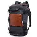 KAKA large capacity canvas travel backpack for men, solid vintage style, arcuate shoulder strap, 48x18x30cm