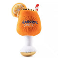 Yellow wine glass shaped plush beer bottle dog toy with squeaker and teeth-cleaning mechanism