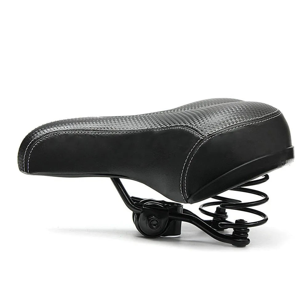 Black leather bicycle saddle for mountain bike, a single replacement seat with standard rails