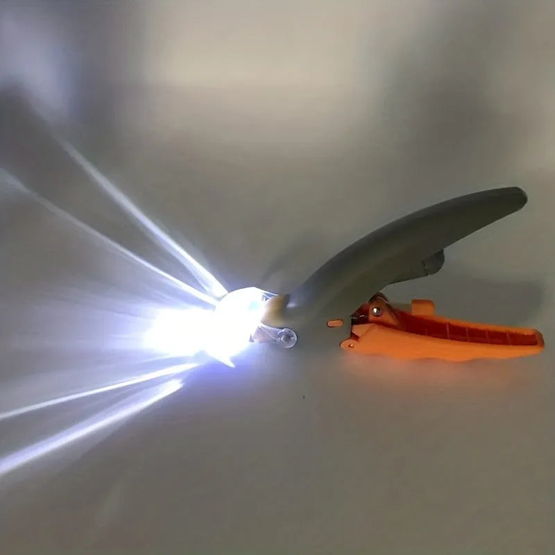 Yellow LED pet nail trimmer with magnifying glass and nail catcher for cats and dogs