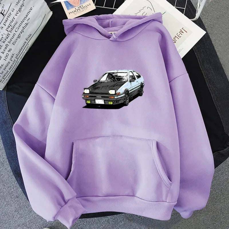 Printed unisex hoodie with three-quarter sleeves in metal silk fabric, artistic retro style, shown in one of twelve colours