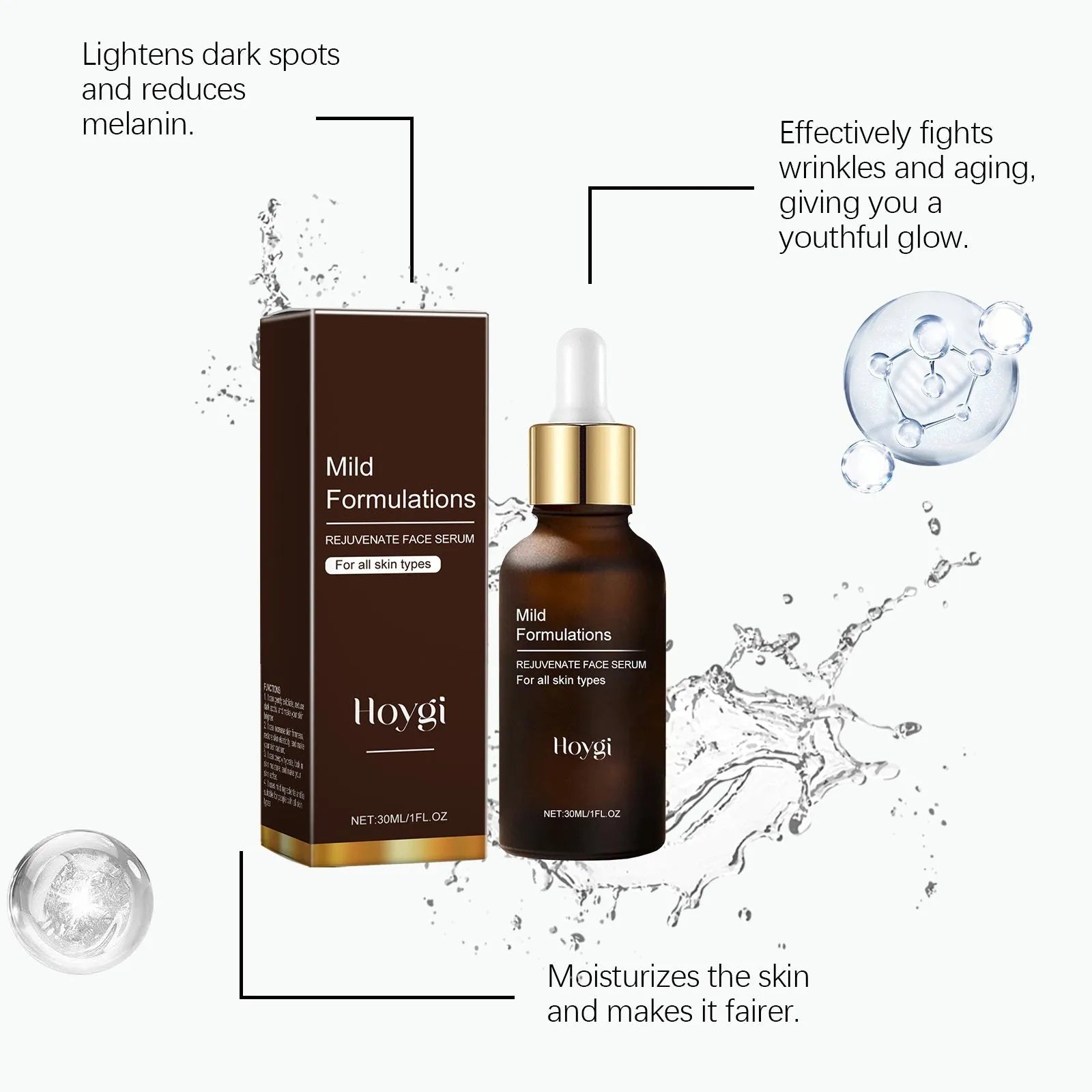 30ml facial skin care essence bottle with nourishing hydrating formula