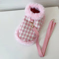 Pink cat costume set with cloak, beret and hand-holding rope