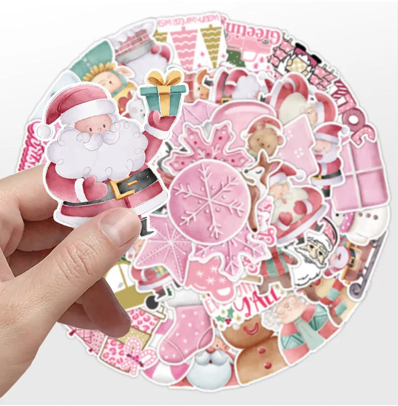 50 Christmas decoration waterproof stickers in cute style for cars phones computers