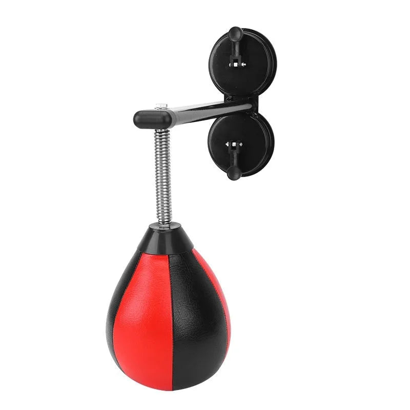Red and black boxing reaction ball with suction cup mount for home training