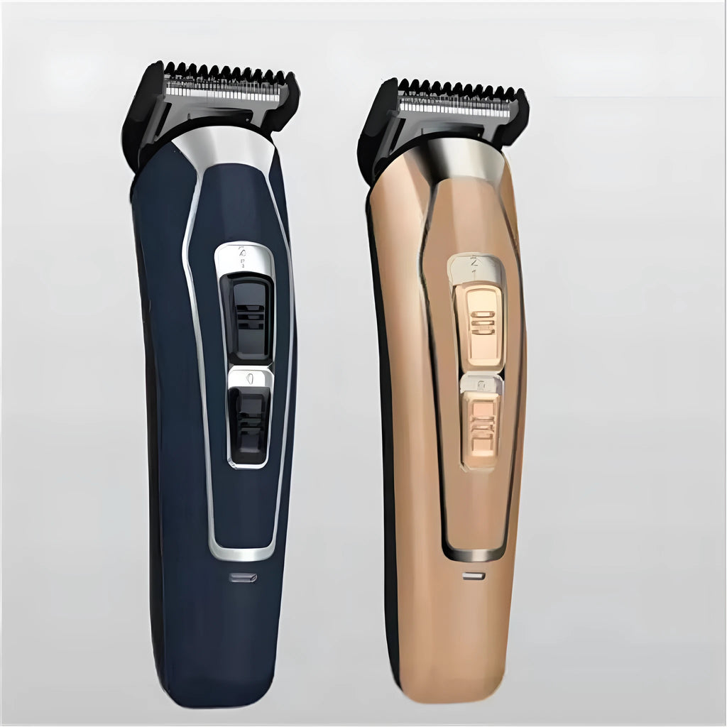 Dark blue rechargeable cordless hair clipper with stainless steel blades for home grooming
