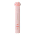Mini folding scissors with cat paw design on handle, shown in pink, white, black, and blue colour options.