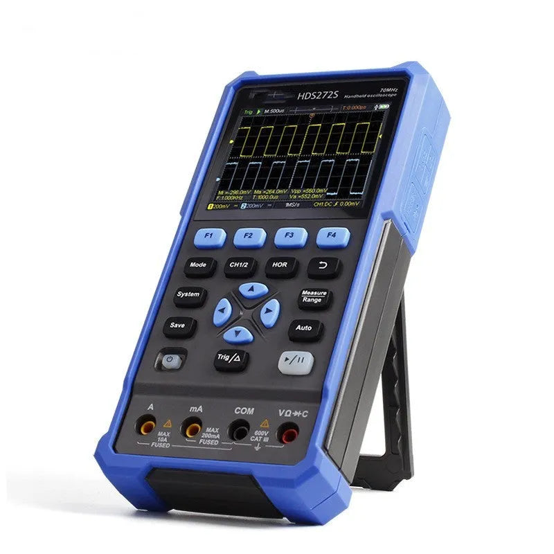 Owon HDS272 handheld digital oscilloscope with probe and accessories for auto repair