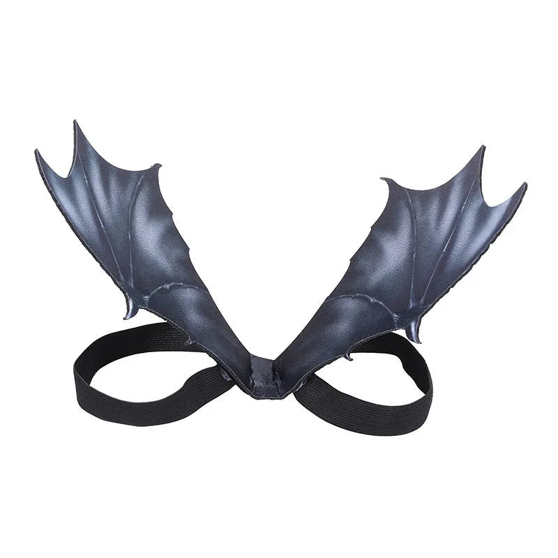 Black cloth bat wings pet costume accessory in three sizes for Halloween