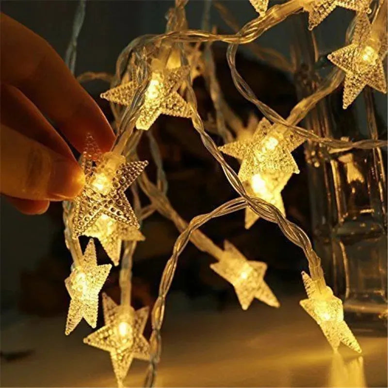 LED star light string 3 metre 20 warm white lights glass shell outdoor holiday decoration