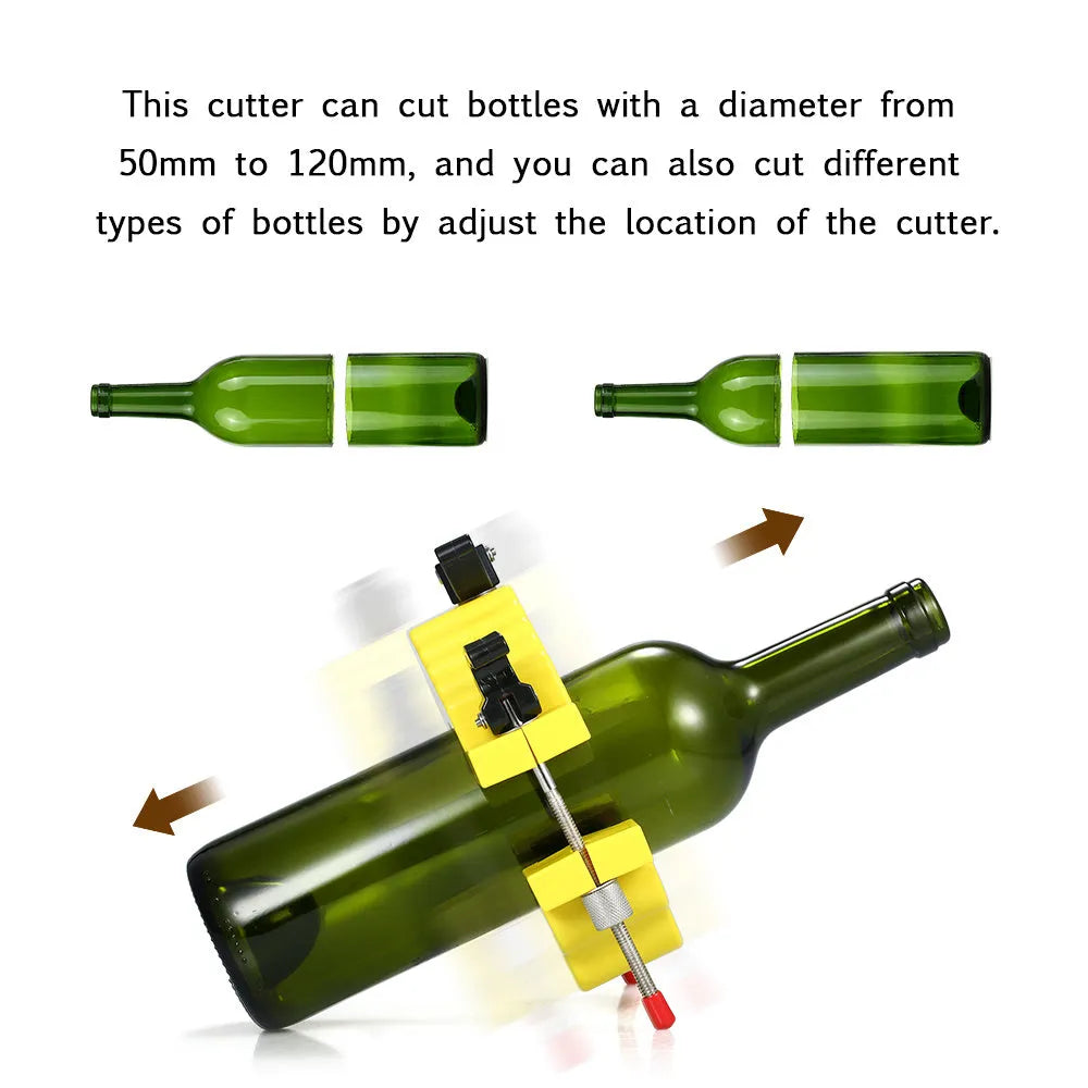 Yellow DIY bottle cutter tool for cutting glass bottles into vases and candles.